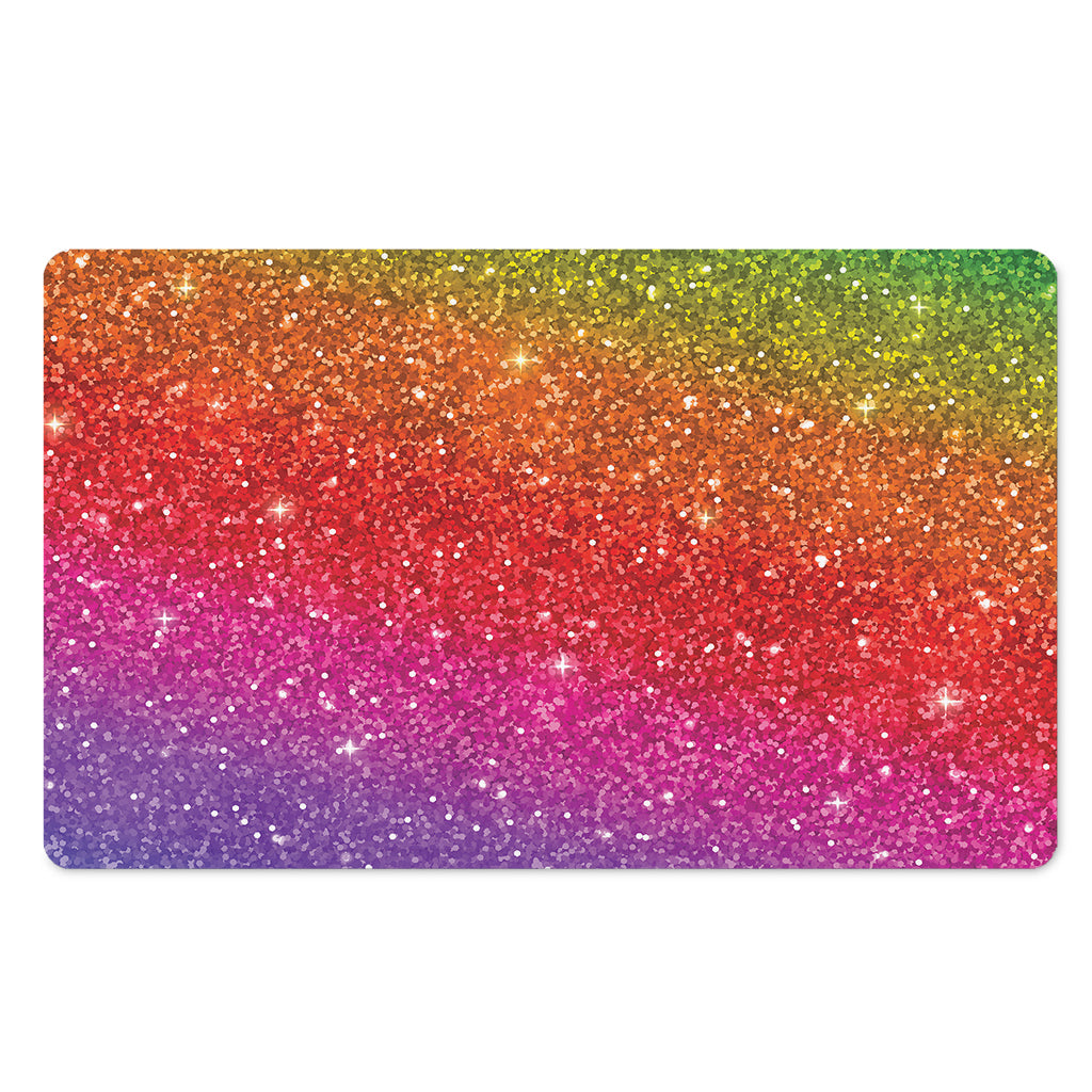 Rainbow (NOT Real) Glitter Artwork Print Polyester Doormat