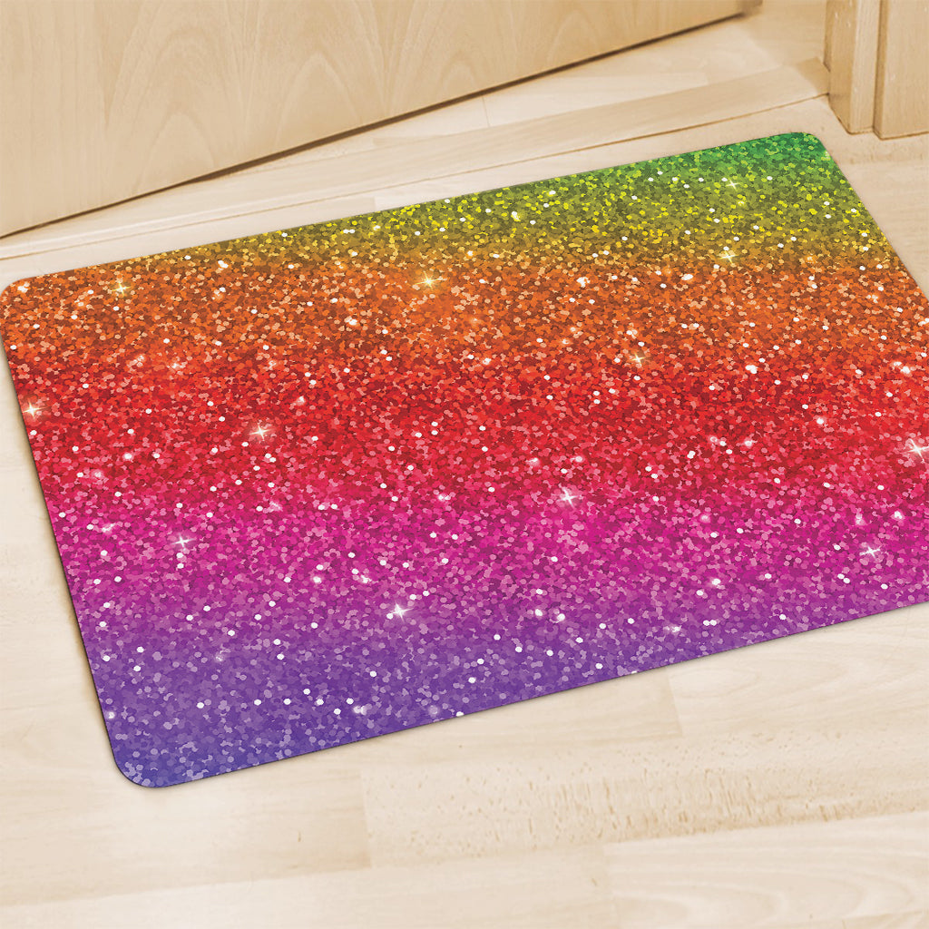 Rainbow (NOT Real) Glitter Artwork Print Polyester Doormat
