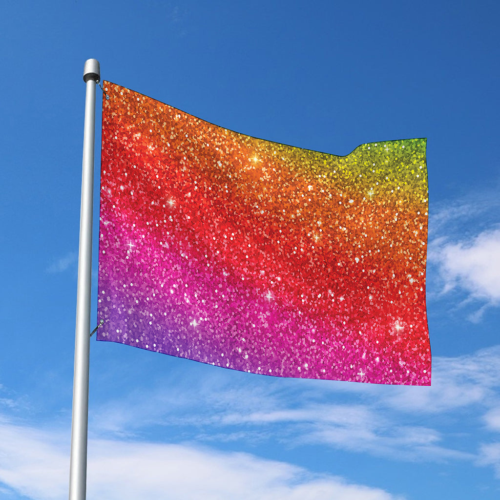 Rainbow (NOT Real) Glitter Artwork Print Polyester Flag