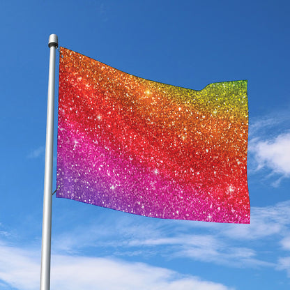 Rainbow (NOT Real) Glitter Artwork Print Polyester Flag