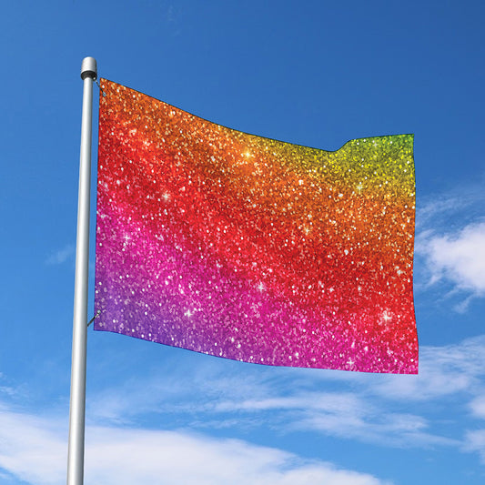 Rainbow (NOT Real) Glitter Artwork Print Polyester Flag