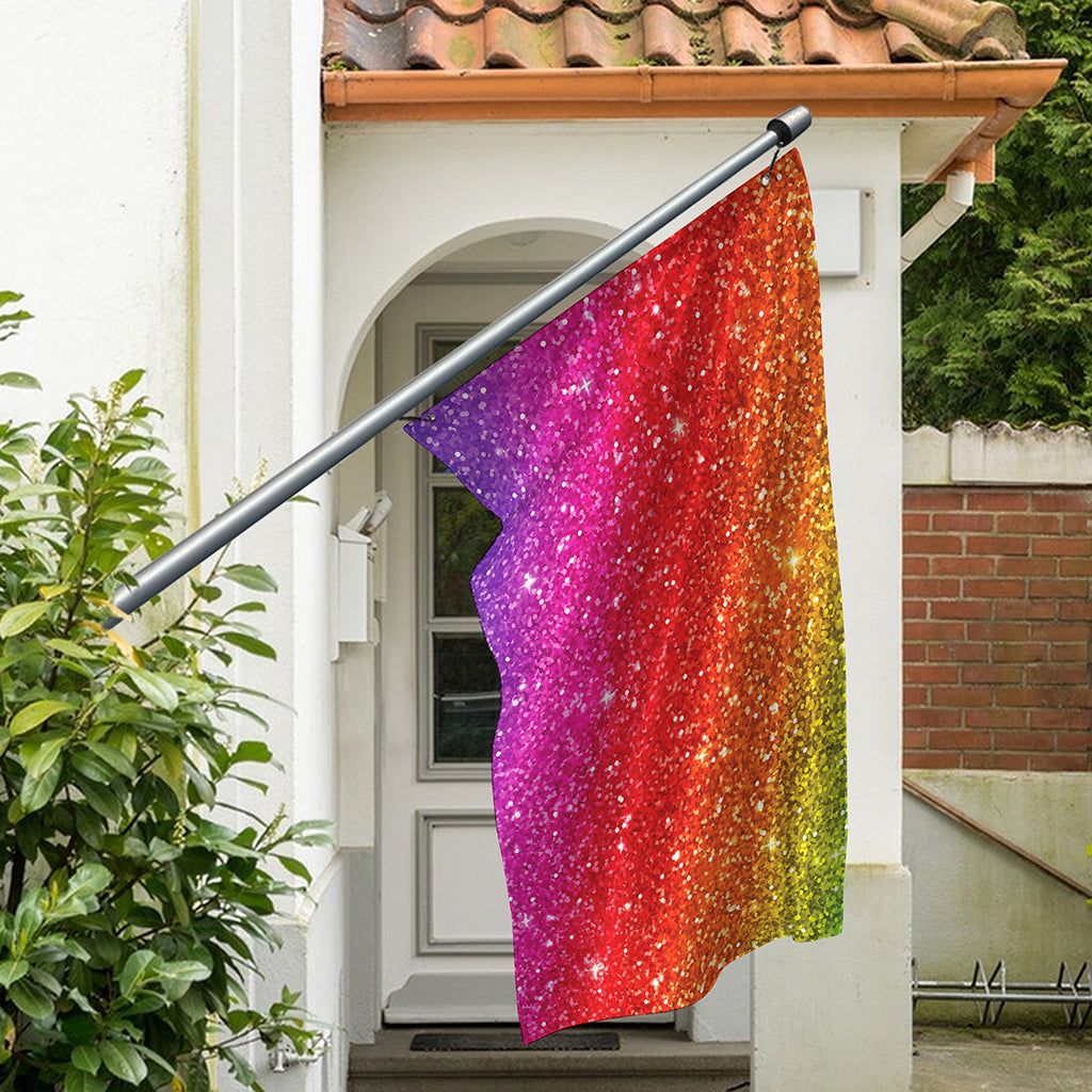 Rainbow (NOT Real) Glitter Artwork Print Polyester Flag