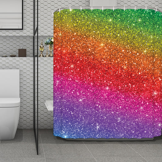 Rainbow (NOT Real) Glitter Artwork Print Polyester Shower Curtain