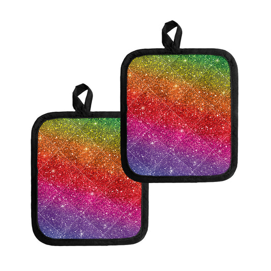 Rainbow (NOT Real) Glitter Artwork Print Pot Holders