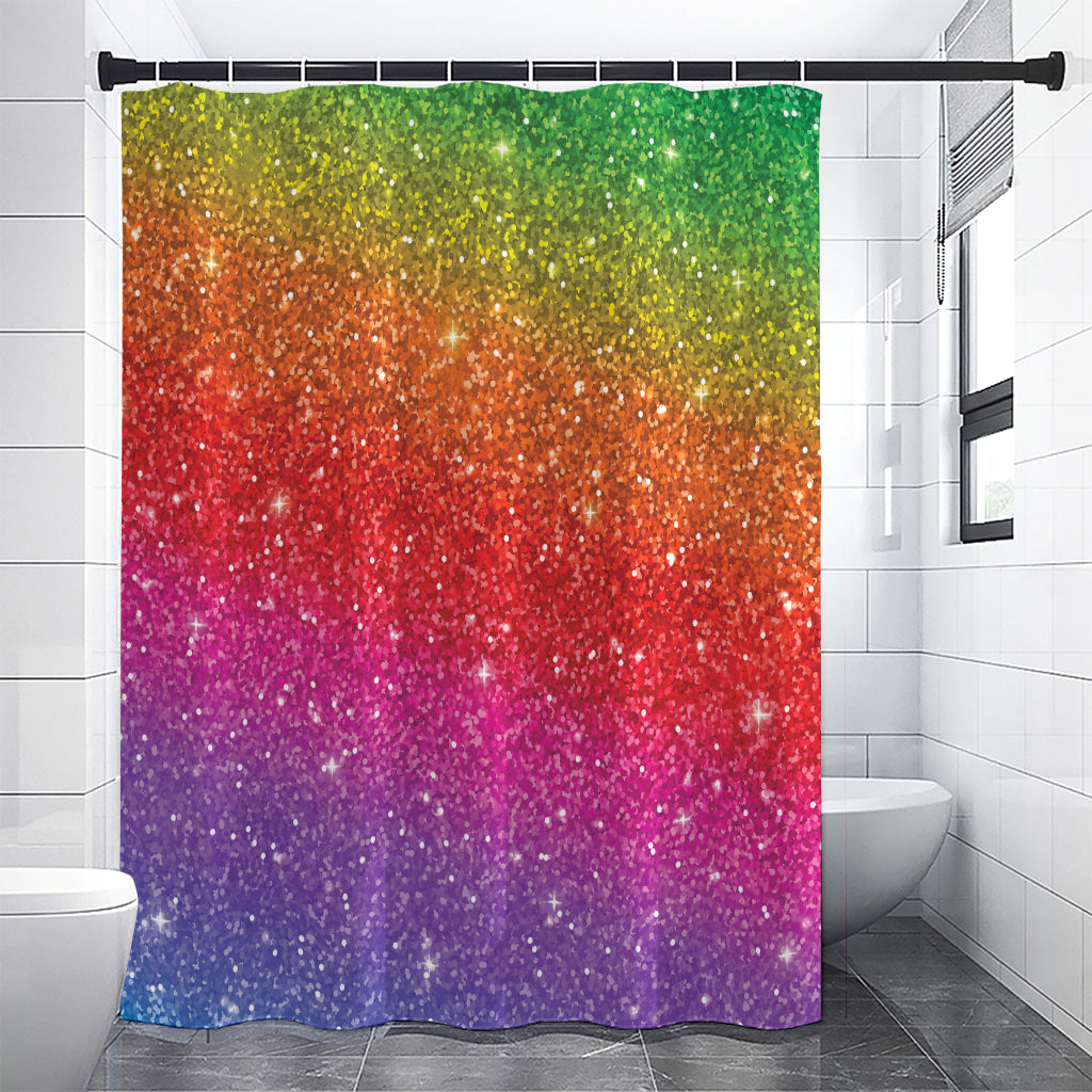 Rainbow (NOT Real) Glitter Artwork Print Premium Shower Curtain