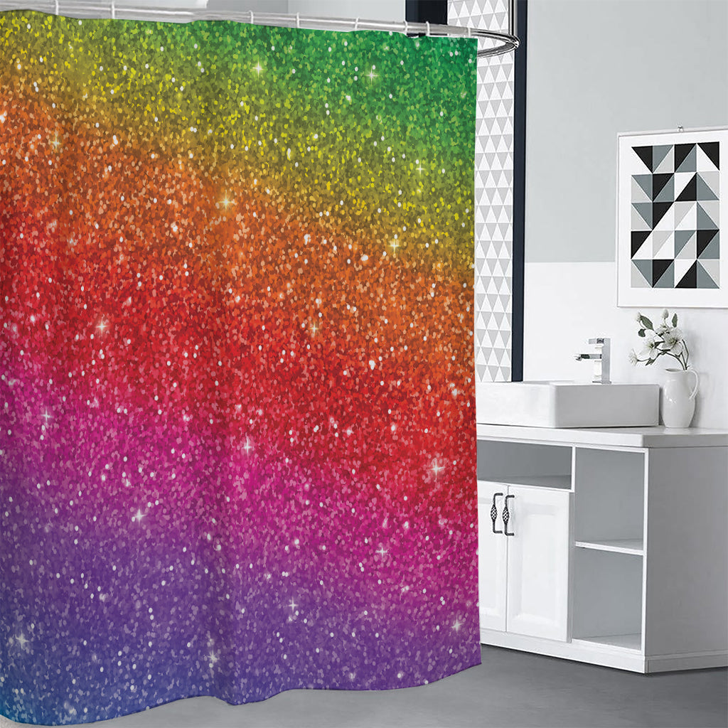 Rainbow (NOT Real) Glitter Artwork Print Premium Shower Curtain