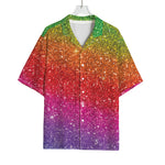 Rainbow (NOT Real) Glitter Artwork Print Rayon Hawaiian Shirt