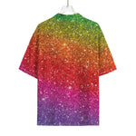 Rainbow (NOT Real) Glitter Artwork Print Rayon Hawaiian Shirt