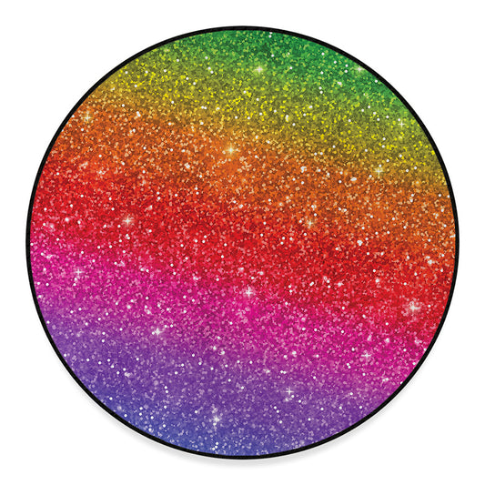 Rainbow (NOT Real) Glitter Artwork Print Round Floor Mat