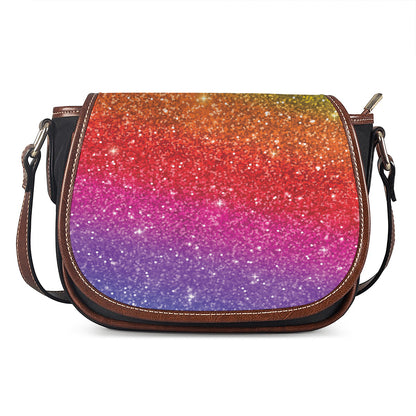 Rainbow (NOT Real) Glitter Artwork Print Saddle Bag