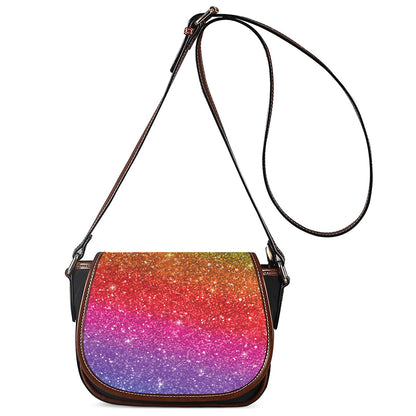 Rainbow (NOT Real) Glitter Artwork Print Saddle Bag