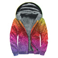Rainbow (NOT Real) Glitter Artwork Print Sherpa Lined Zip Up Hoodie