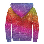 Rainbow (NOT Real) Glitter Artwork Print Sherpa Lined Zip Up Hoodie