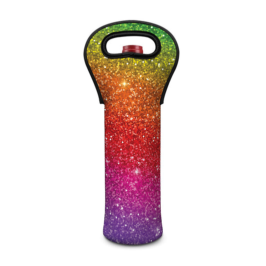 Rainbow (NOT Real) Glitter Artwork Print Single Neoprene Wine Tote