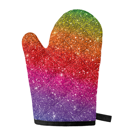 Rainbow (NOT Real) Glitter Artwork Print Single Oven Mitt