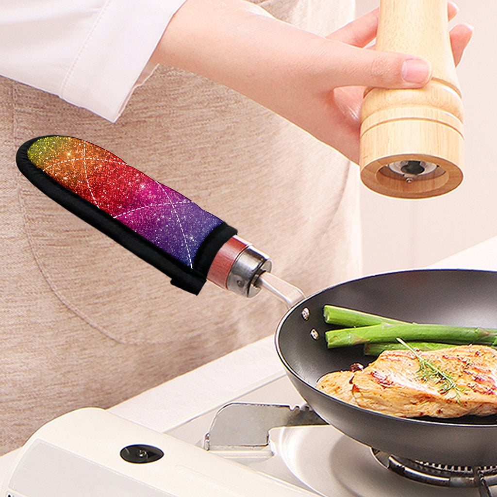 Rainbow (NOT Real) Glitter Artwork Print Skillet Handle Cover