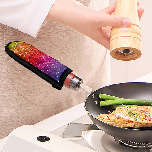 Rainbow (NOT Real) Glitter Artwork Print Skillet Handle Cover