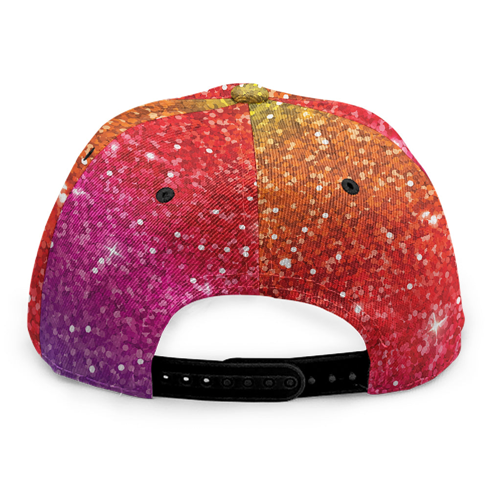 Rainbow (NOT Real) Glitter Artwork Print Snapback Cap