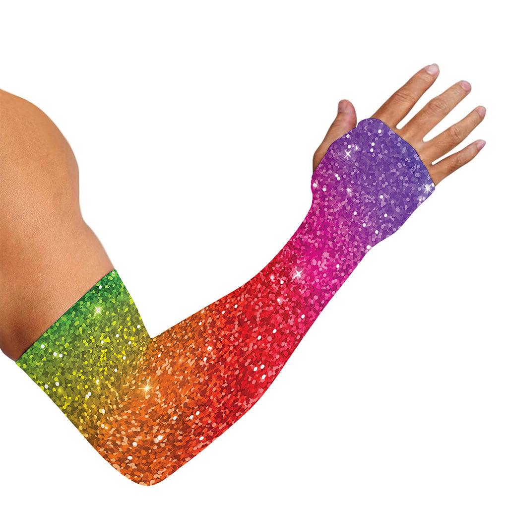 Rainbow (NOT Real) Glitter Artwork Print Sun Protection Arm Sleeves