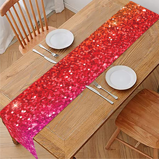 Rainbow (NOT Real) Glitter Artwork Print Table Runner