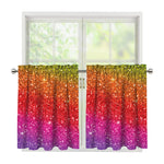 Rainbow (NOT Real) Glitter Artwork Print Tier Curtains