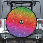 Rainbow (NOT Real) Glitter Artwork Print Tire Cover With Camera Hole