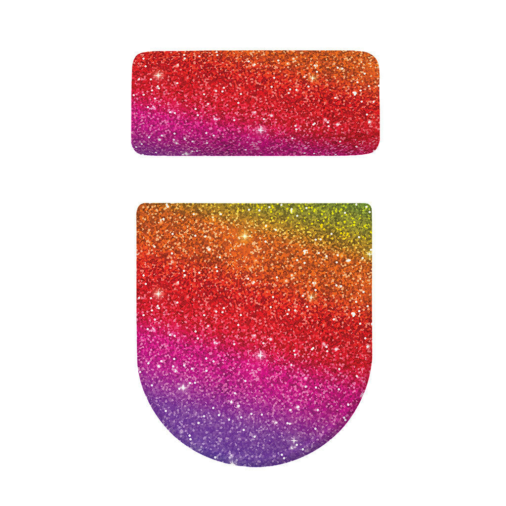 Rainbow (NOT Real) Glitter Artwork Print Toilet Lid And Tank Cover Set