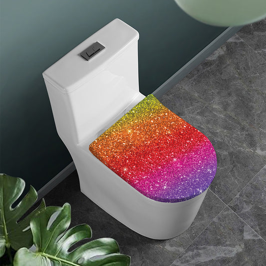 Rainbow (NOT Real) Glitter Artwork Print Toilet Lid Cover