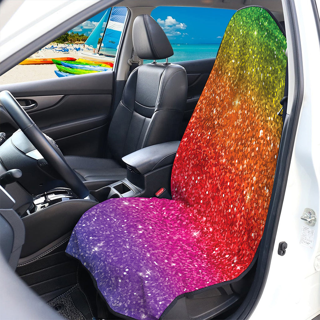 Rainbow (NOT Real) Glitter Artwork Print Waterproof Car Seat Cover