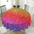 Rainbow (NOT Real) Glitter Artwork Print Waterproof Round Tablecloth
