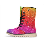 Rainbow (NOT Real) Glitter Artwork Print Winter Boots