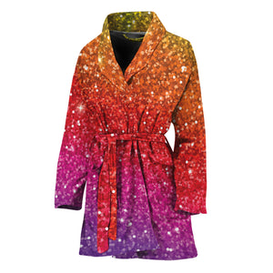 Rainbow (NOT Real) Glitter Artwork Print Women's Bathrobe