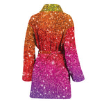 Rainbow (NOT Real) Glitter Artwork Print Women's Bathrobe