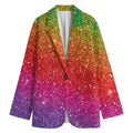 Rainbow (NOT Real) Glitter Artwork Print Women's Blazer