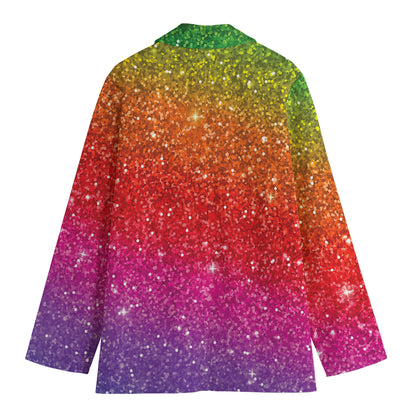 Rainbow (NOT Real) Glitter Artwork Print Women's Blazer