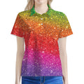 Rainbow (NOT Real) Glitter Artwork Print Women's Polo Shirt