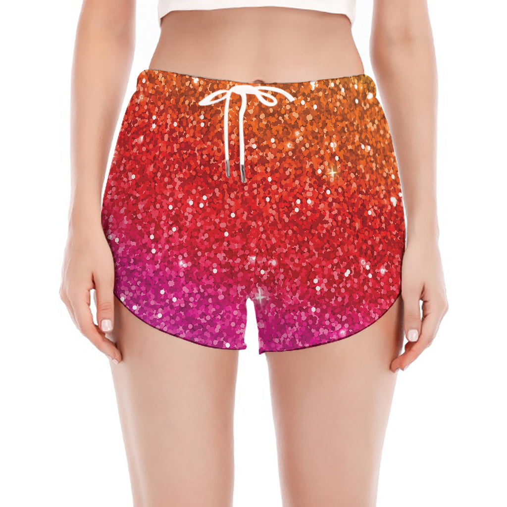 Rainbow (NOT Real) Glitter Artwork Print Women's Split Running Shorts