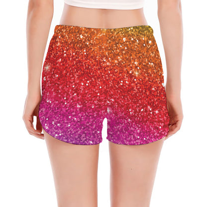 Rainbow (NOT Real) Glitter Artwork Print Women's Split Running Shorts