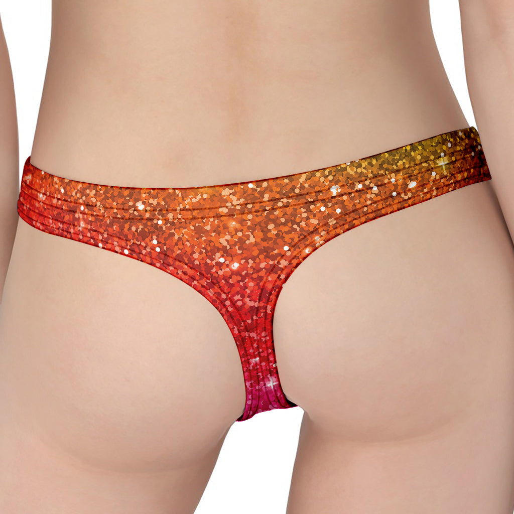 Rainbow (NOT Real) Glitter Artwork Print Women's Thong