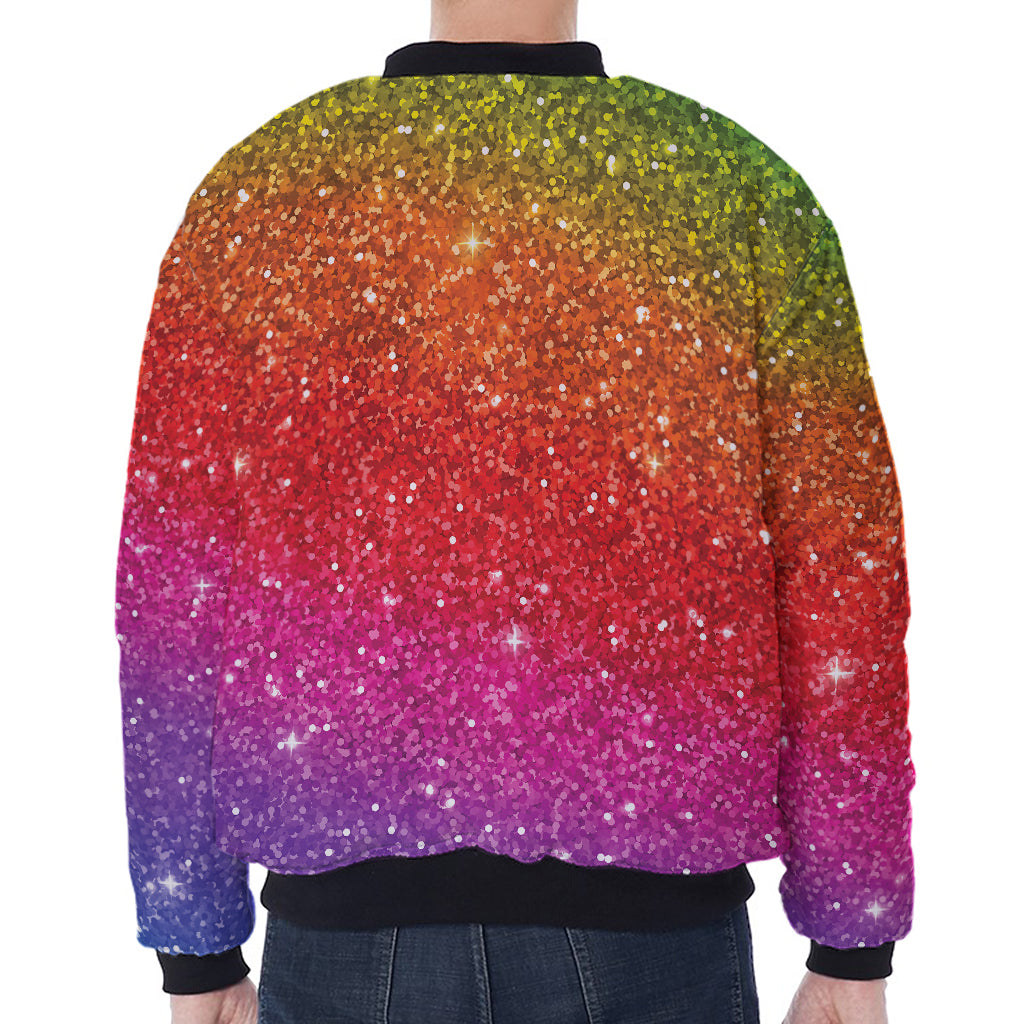 Rainbow (NOT Real) Glitter Artwork Print Zip Sleeve Bomber Jacket