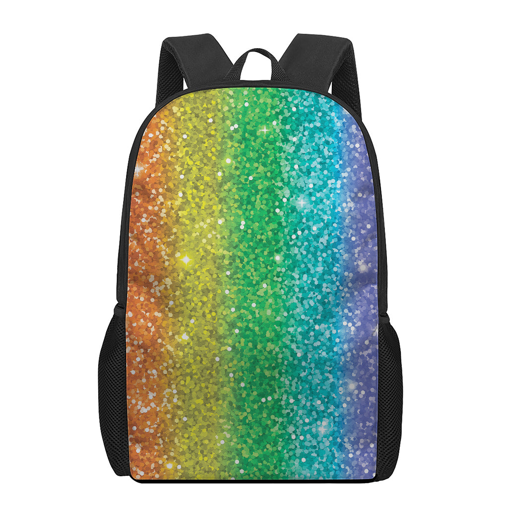 Rainbow (NOT Real) Glitter Print 17 Inch Backpack