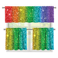 Rainbow (NOT Real) Glitter Print 3 Piece Kitchen Curtains