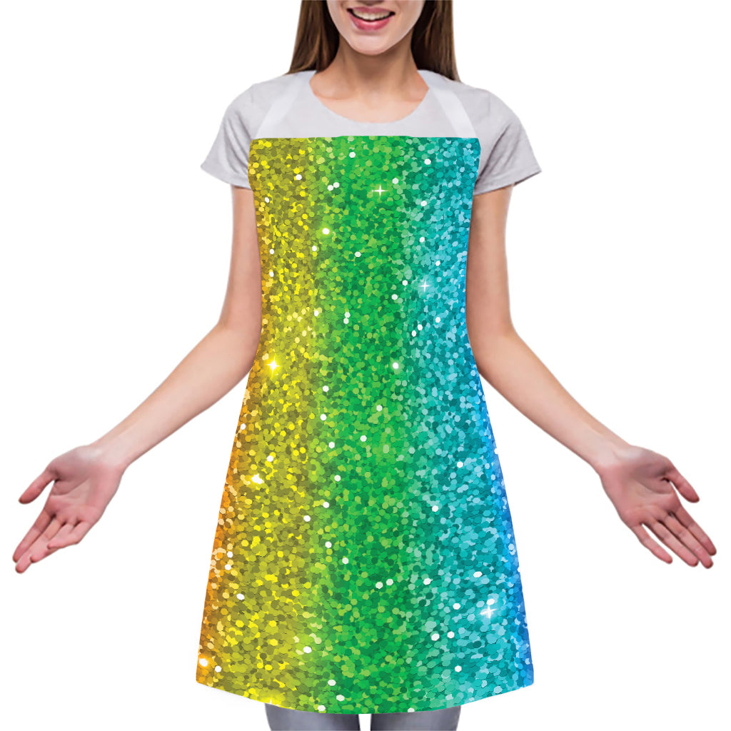 Rainbow (NOT Real) Glitter Print Adjustable Apron