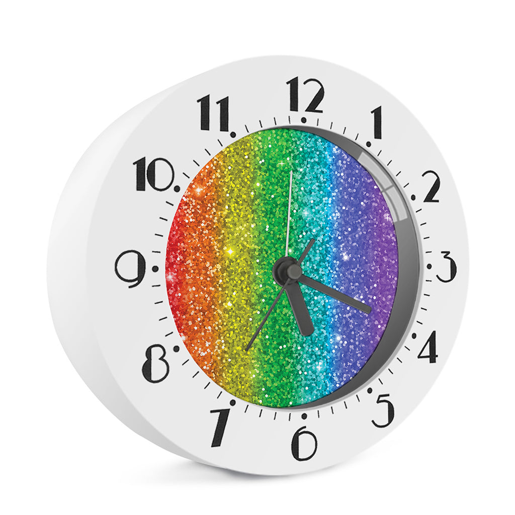 Rainbow (NOT Real) Glitter Print Alarm Clock
