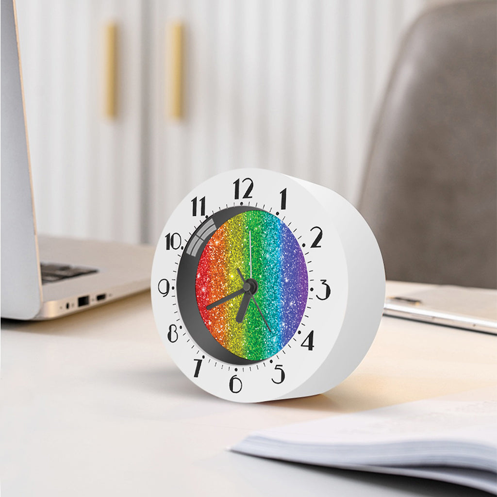 Rainbow (NOT Real) Glitter Print Alarm Clock