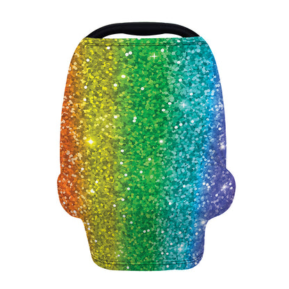 Rainbow (NOT Real) Glitter Print Baby Seat Cover