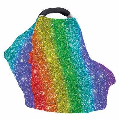Rainbow (NOT Real) Glitter Print Baby Seat Cover
