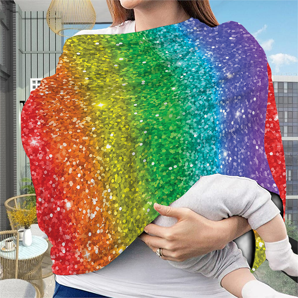 Rainbow (NOT Real) Glitter Print Baby Seat Cover