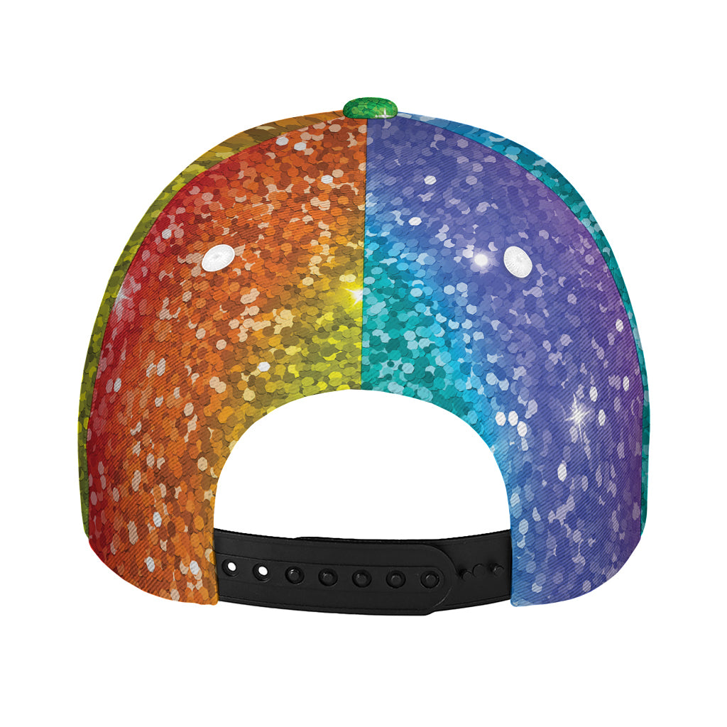 Rainbow (NOT Real) Glitter Print Baseball Cap
