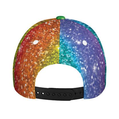 Rainbow (NOT Real) Glitter Print Baseball Cap